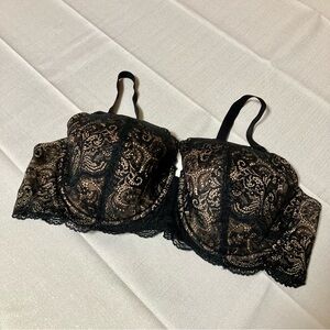 ThirdLove Plus Lace Balconette Bra In Black/Nude Women's Size 44C